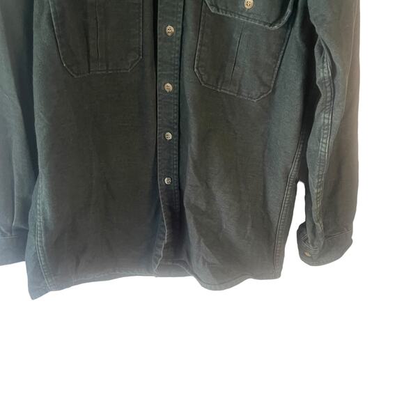 Cabela's Men's Size Large Tall Green Flannel Heavy Outdoor Button Up - Picture 3 of 9